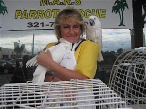 M.A.R.S. founder LuAnn Apple with her rescue bird Parker